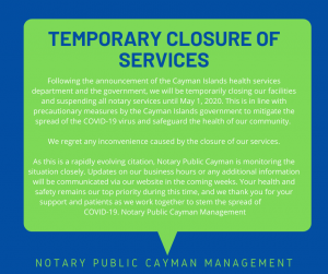 Temporary Closure of Services Due to COVID-19